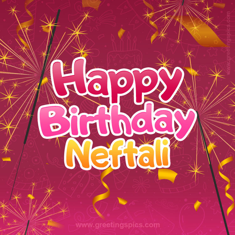 Happy Birthday Neftali Image with sparklers (square shape image)