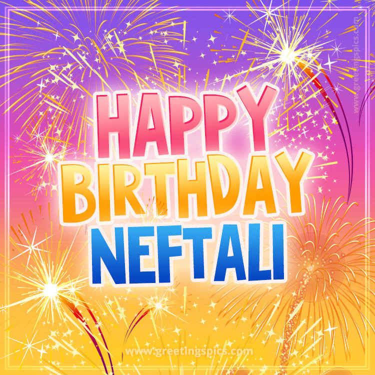 Happy Birthday Neftali Picture with fireworks (square shape image)