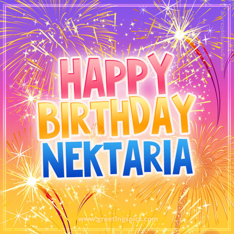 Happy Birthday Nektaria Picture with fireworks (square shape image)