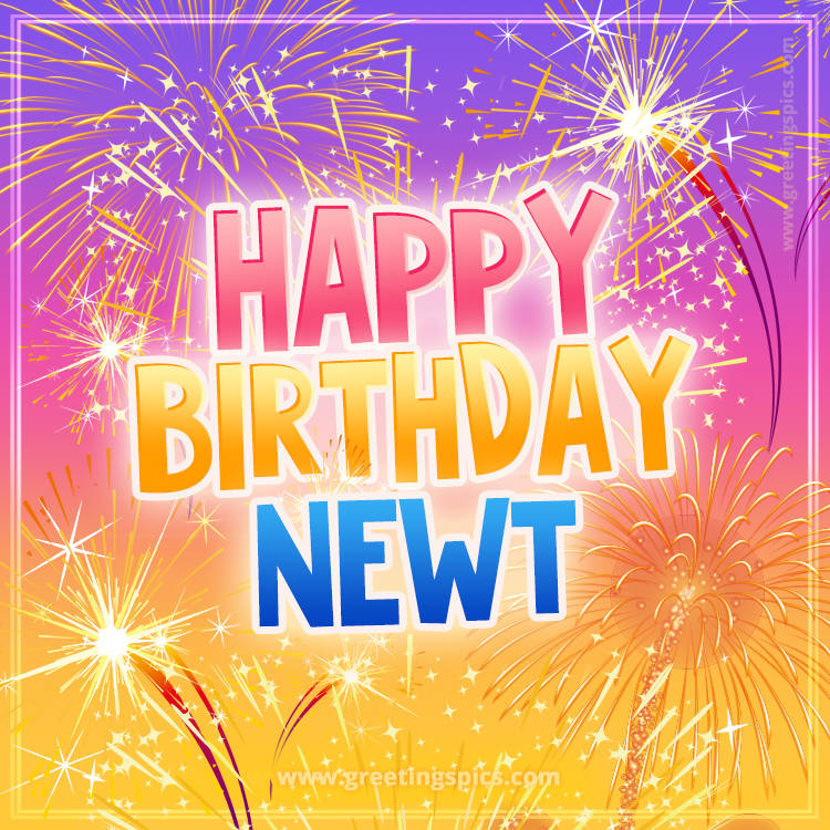 Happy Birthday Newt Picture with fireworks (square shape image)