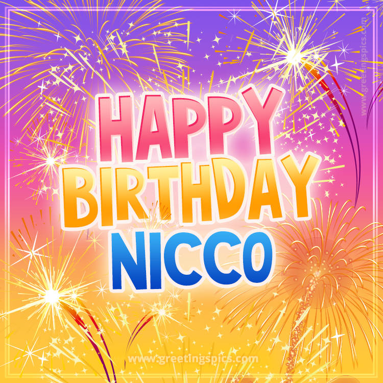 Happy Birthday Nicco Picture with fireworks (square shape image)