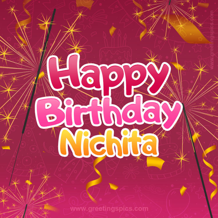 Happy Birthday Nichita Image with sparklers (square shape image)