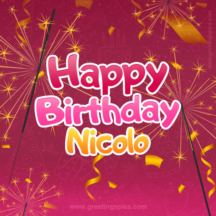 Happy Birthday Nicolo Image with sparklers (square shape image)