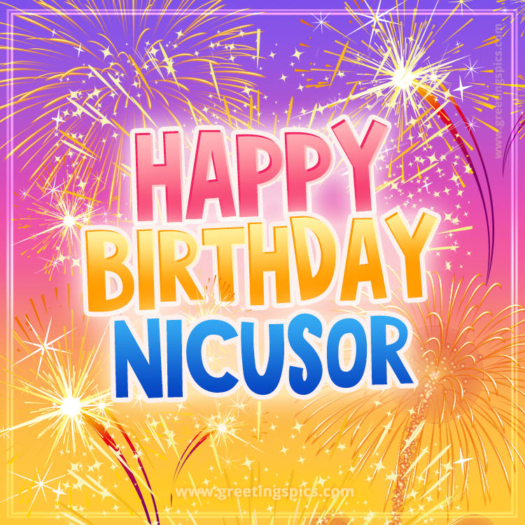 Happy Birthday Nicusor Picture with fireworks (square shape image)