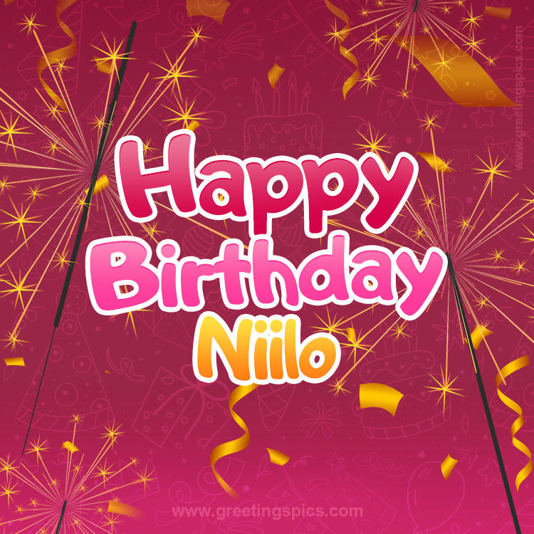 Happy Birthday Niilo Image with sparklers (square shape image)