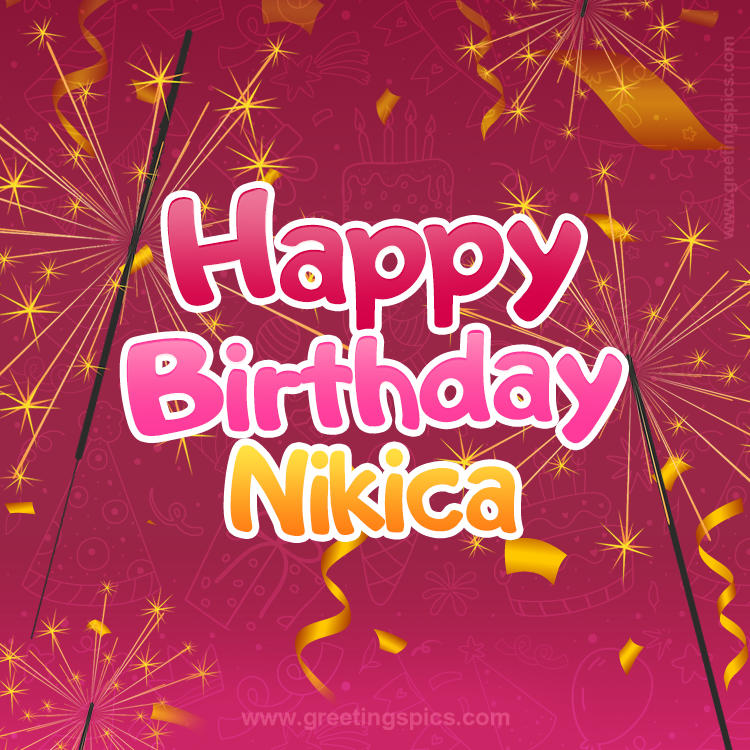 Happy Birthday Nikica Image with sparklers (square shape image)