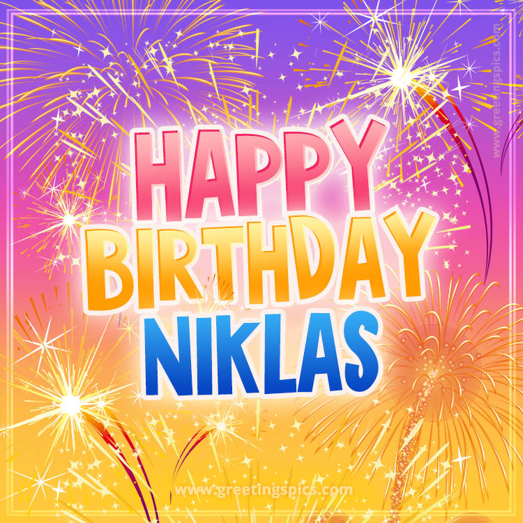 Happy Birthday Niklas Picture with fireworks (square shape image)