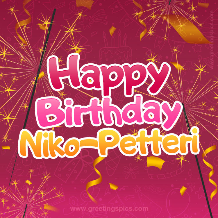 Happy Birthday Niko-Petteri Image with sparklers (square shape image)