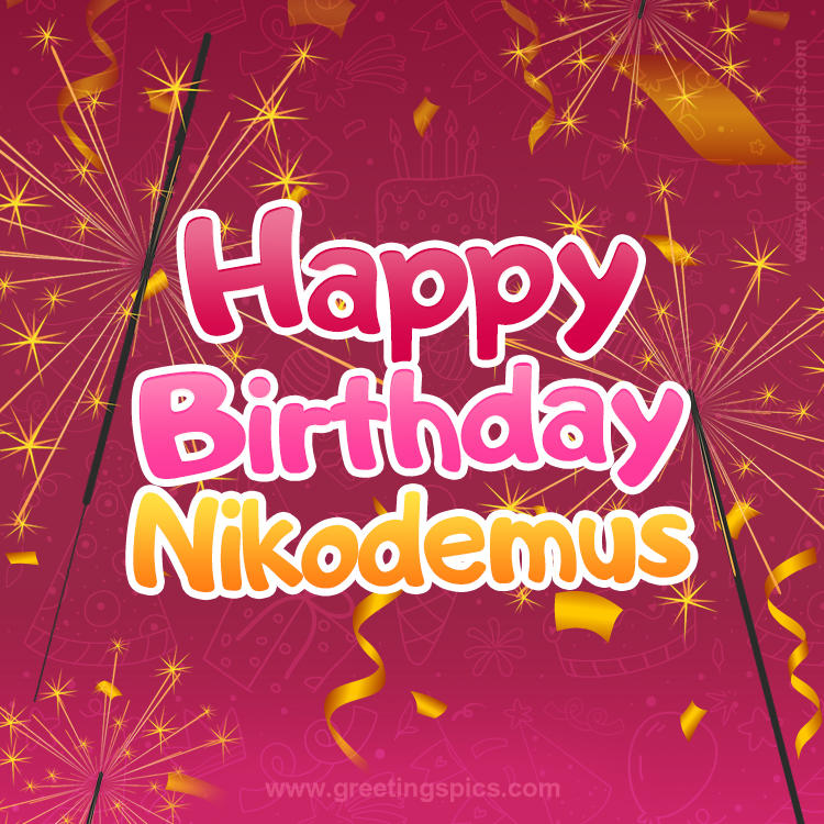 Happy Birthday Nikodemus Image with sparklers (square shape image)