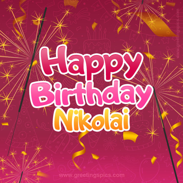 Happy Birthday Nikolai Image with sparklers (square shape image)