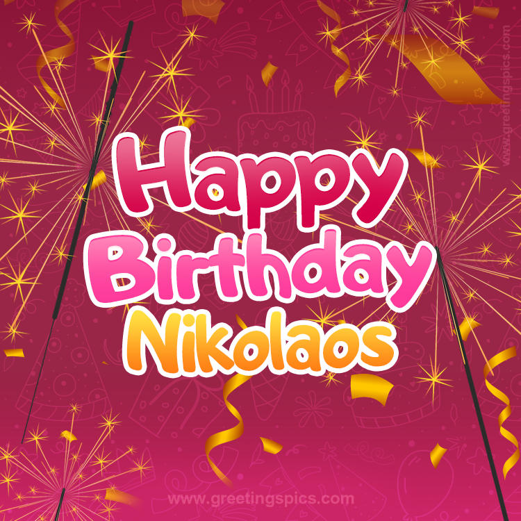 Happy Birthday Nikolaos Image with sparklers (square shape image)