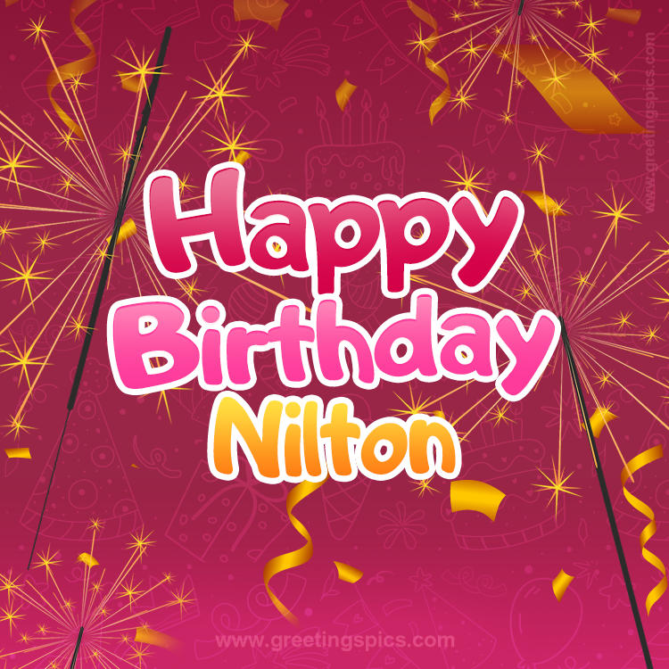 Happy Birthday Nilton Image with sparklers (square shape image)