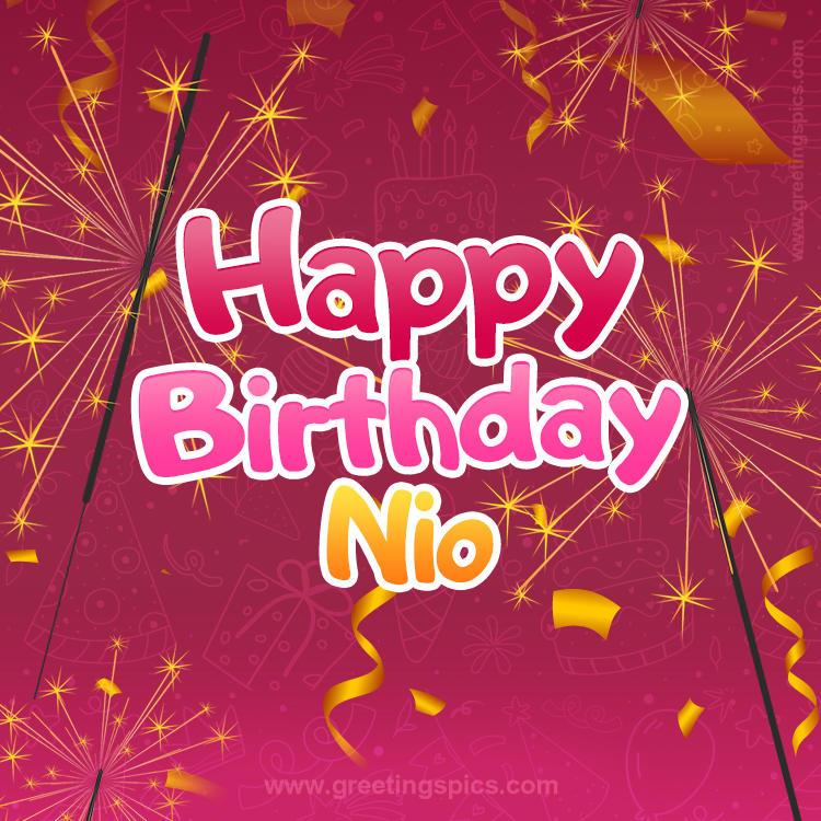 Happy Birthday Nio Image with sparklers (square shape image)