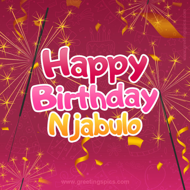 Happy Birthday Njabulo Image with sparklers (square shape image)