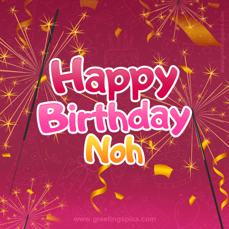 Happy Birthday Noh Image with sparklers (square shape image)