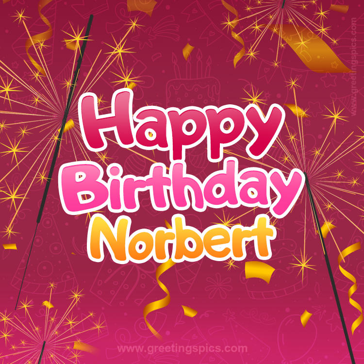 Happy Birthday Norbert Image with sparklers (square shape image)