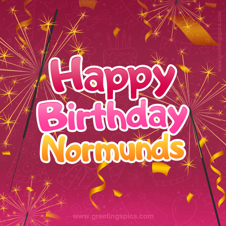 Happy Birthday Normunds Image with sparklers (square shape image)