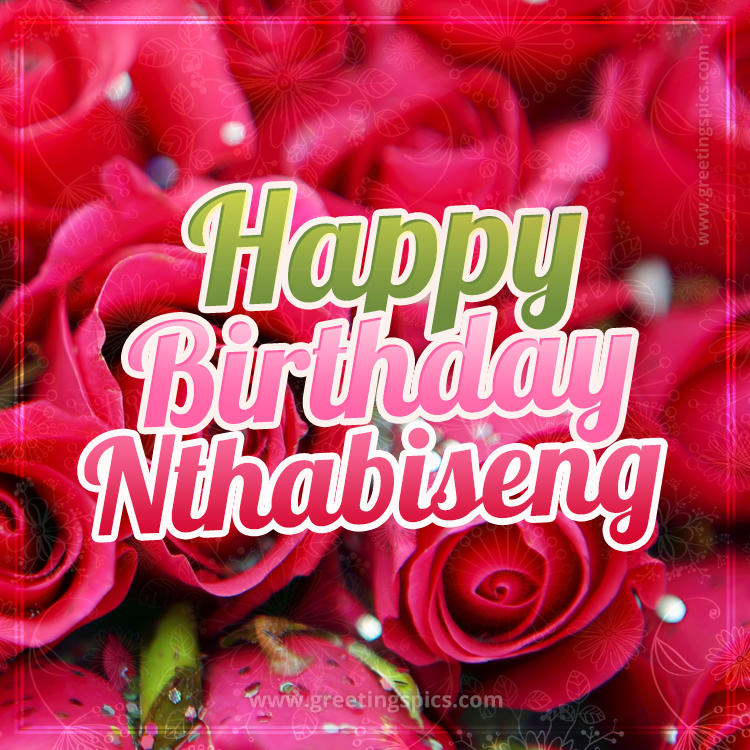 Happy Birthday Nthabiseng beautiful Image with red roses (square shape image)