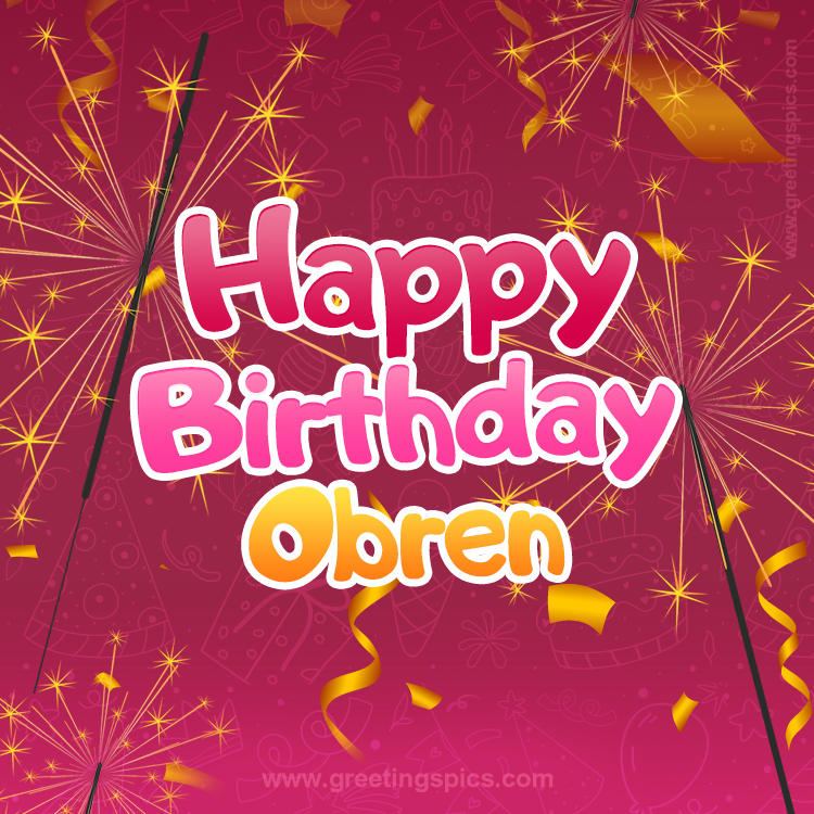 Happy Birthday Obren Image with sparklers (square shape image)