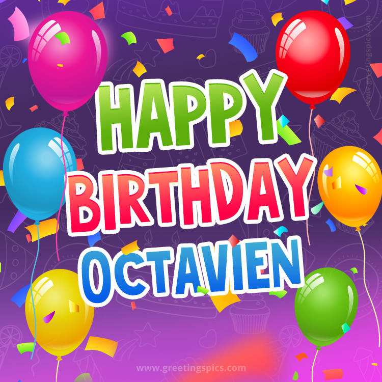 Happy Birthday Octavien Festive Greeting Card (square shape image)