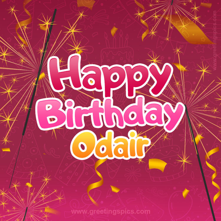 Happy Birthday Odair Image with sparklers (square shape image)