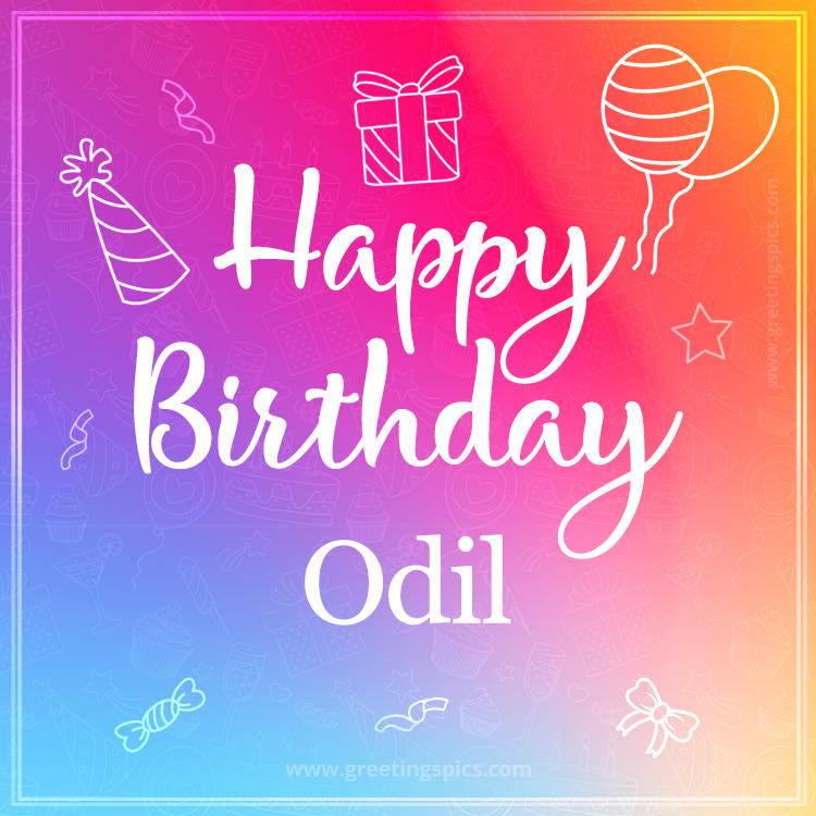 Colorful Happy Birthday Card For Odil (square shape image)