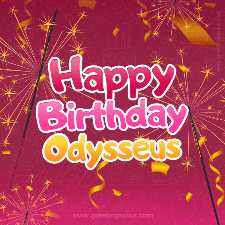 Happy Birthday Odysseus Image with sparklers (square shape image)