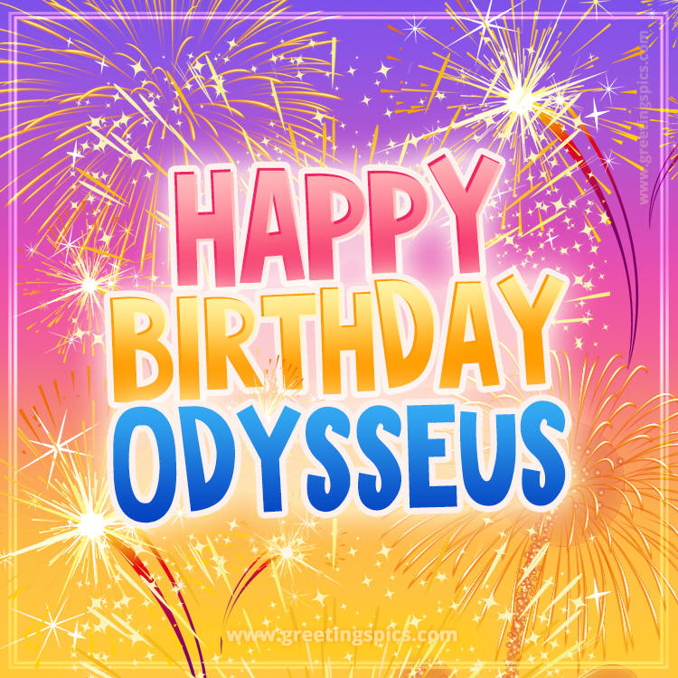 Happy Birthday Odysseus Picture with fireworks (square shape image)