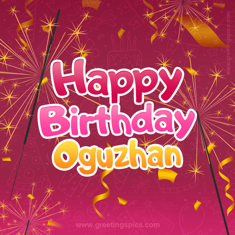 Happy Birthday Oguzhan Image with sparklers (square shape image)