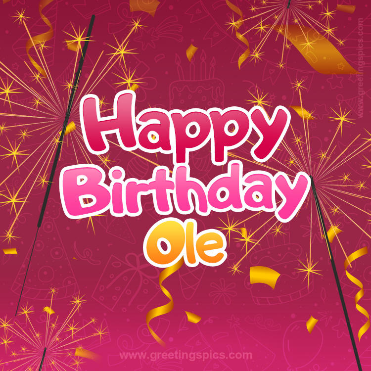 Happy Birthday Ole Image with sparklers (square shape image)