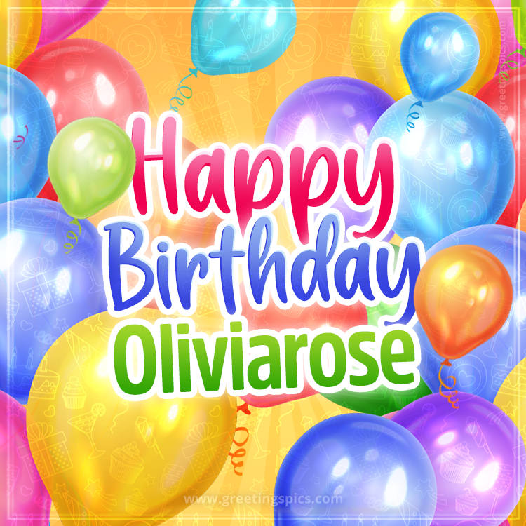 Happy Birthday Oliviarose Image with colorful balloons (square shape image)