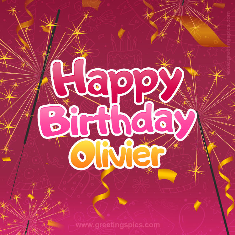 Happy Birthday Olivier Image with sparklers (square shape image)