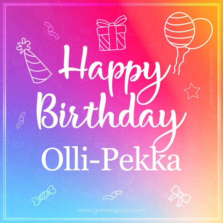 Colorful Happy Birthday Card For Olli-Pekka (square shape image)