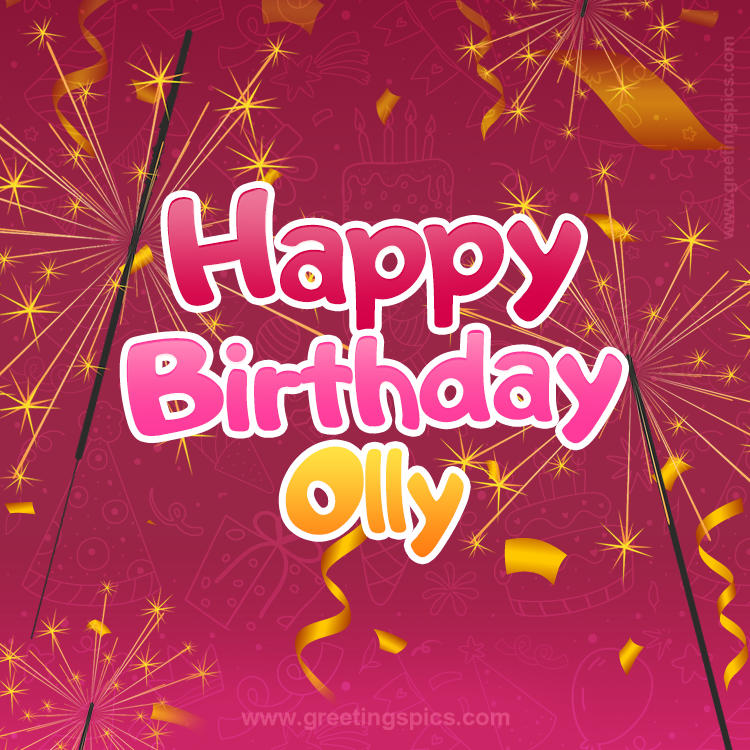 Happy Birthday Olly Image with sparklers (square shape image)