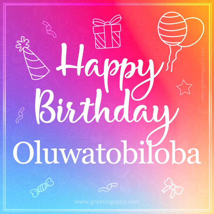 Colorful Happy Birthday Card For Oluwatobiloba (square shape image)