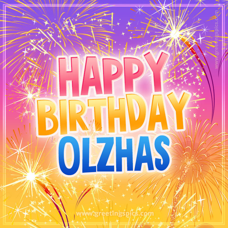 Happy Birthday Olzhas Picture with fireworks (square shape image)