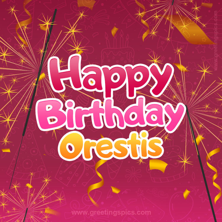 Happy Birthday Orestis Image with sparklers (square shape image)