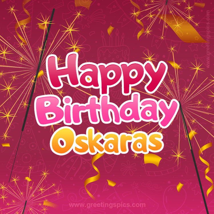 Happy Birthday Oskaras Image with sparklers (square shape image)