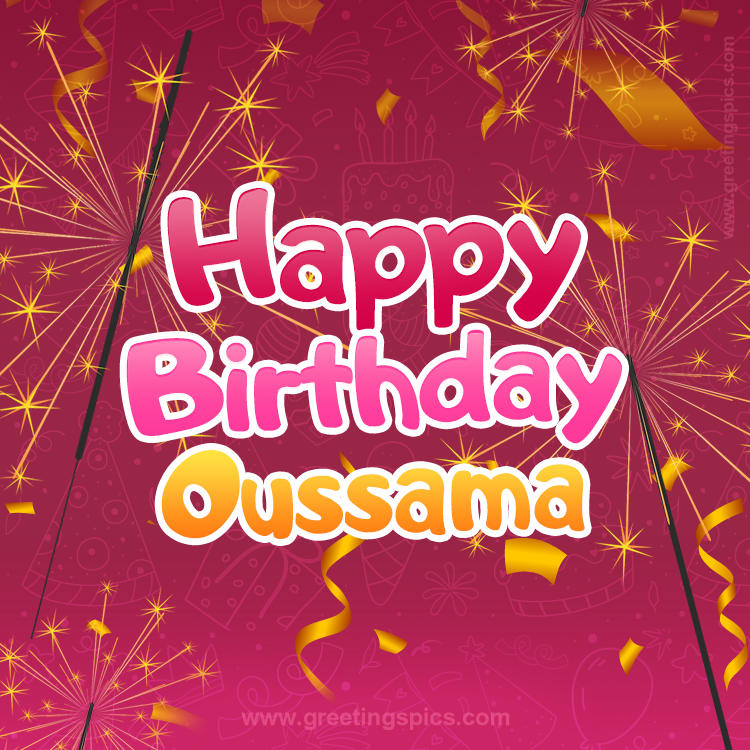 Happy Birthday Oussama Image with sparklers (square shape image)