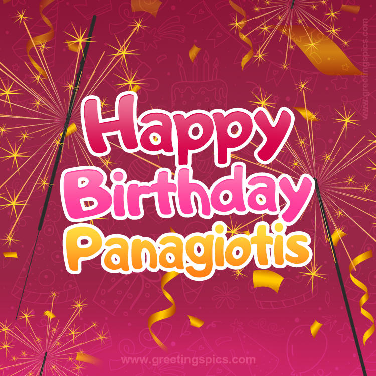 Happy Birthday Panagiotis Image with sparklers (square shape image)