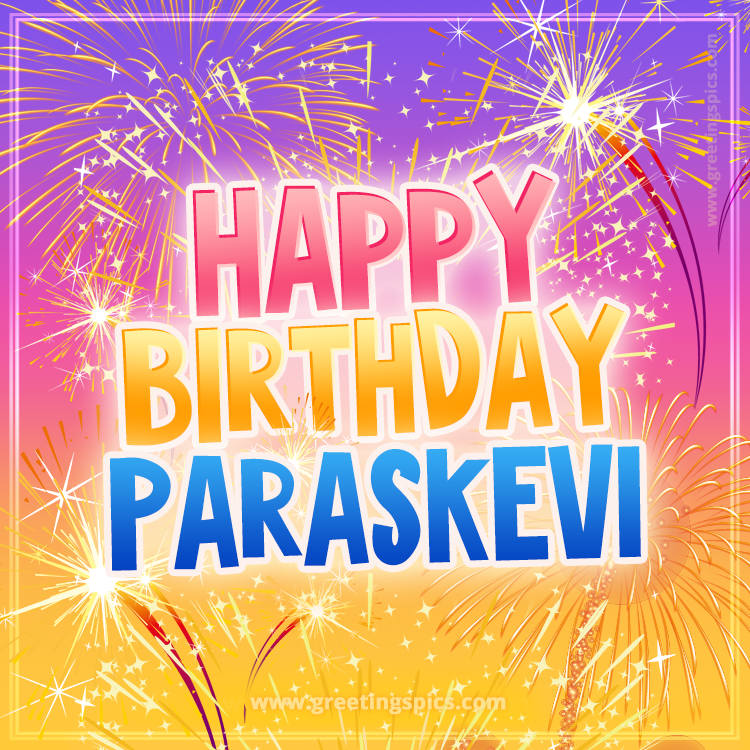 Happy Birthday Paraskevi Picture with fireworks (square shape image)