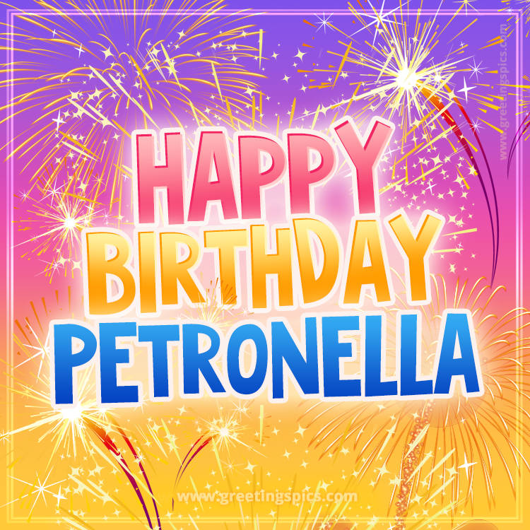 Happy Birthday Petronella Picture with fireworks (square shape image)