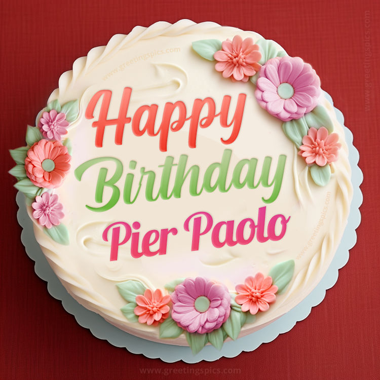 Happy Birthday Pier Paolo Cake Image With Name (square shape image)