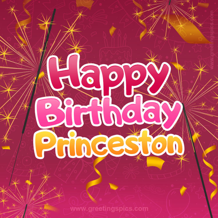 Happy Birthday Princeston Image with sparklers (square shape image)