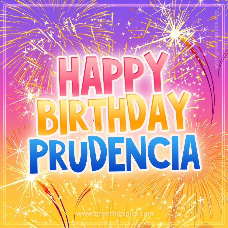 Happy Birthday Prudencia Picture with fireworks (square shape image)