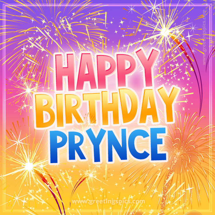 Happy Birthday Prynce Picture with fireworks (square shape image)