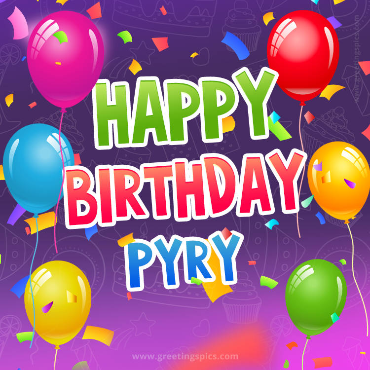 Happy Birthday Pyry Festive Greeting Card (square shape image)