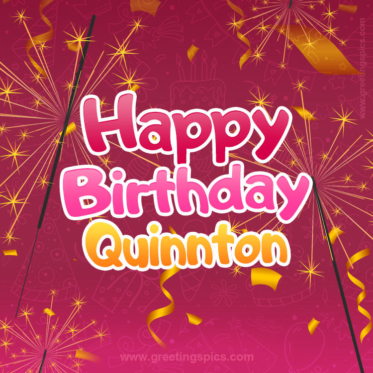 Happy Birthday Quinnton Image with sparklers (square shape image)