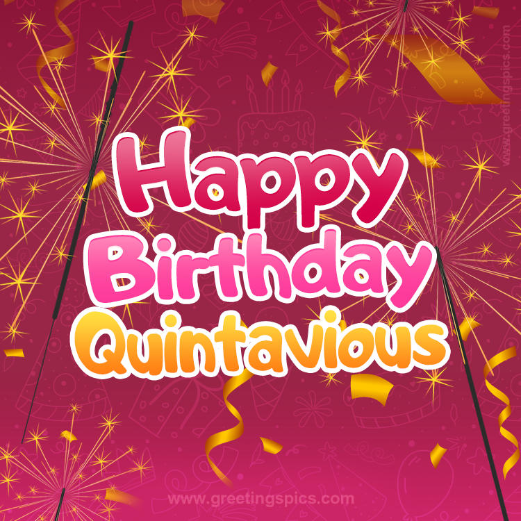 Happy Birthday Quintavious Image with sparklers (square shape image)