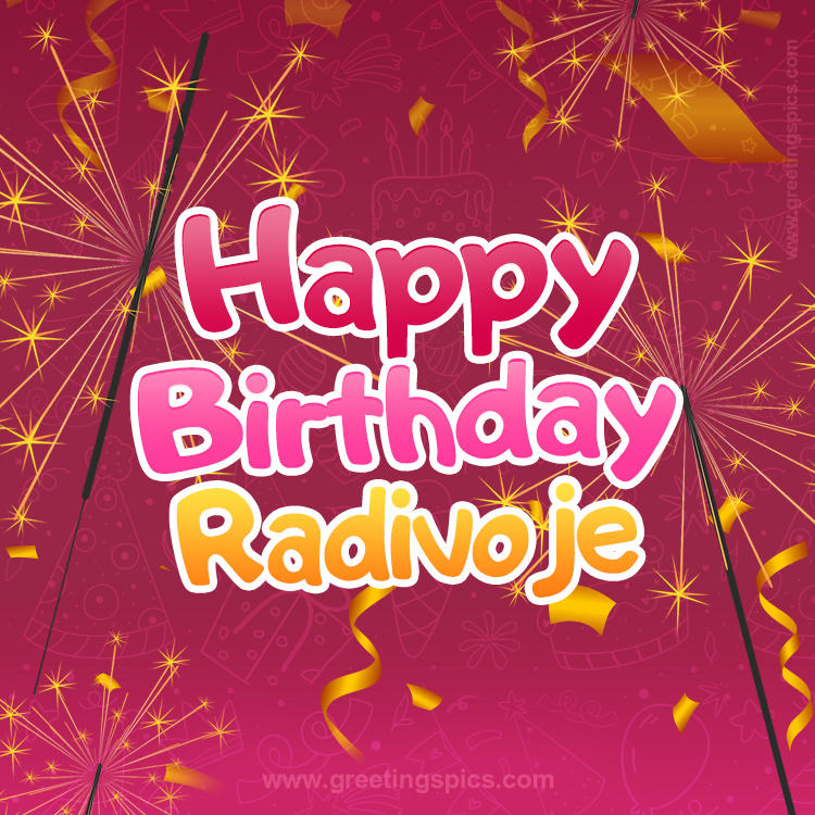 Happy Birthday Radivoje Image with sparklers (square shape image)